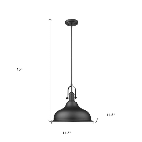 Homeroots Matte Black Hanging Light With Dome Shade   398183
