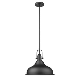 Homeroots Matte Black Hanging Light With Dome Shade   398183
