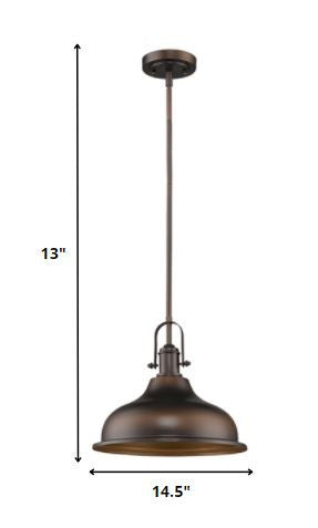 Homeroots Antique Bronze Hanging Light With Dome Shade   398184