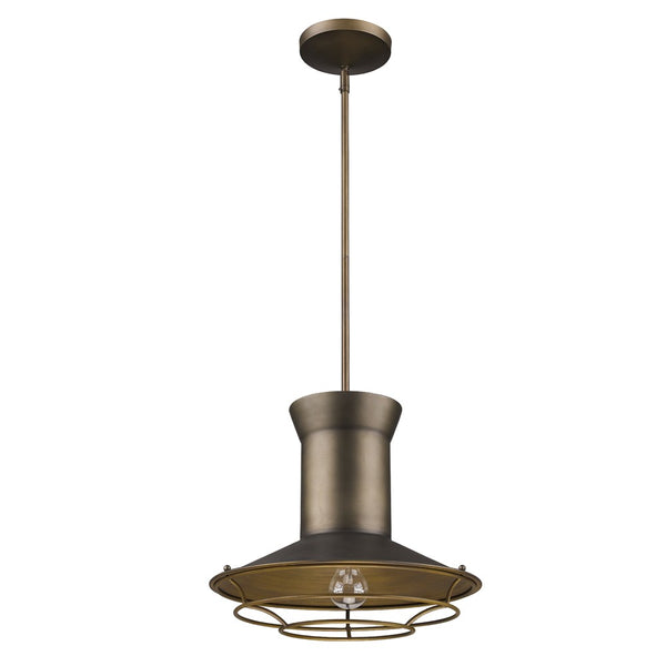 Homeroots Newport 1-light Tin Coated Pendant With Raw Brass Interior Shade And Louver   398189