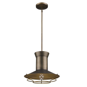 Homeroots Newport 1-light Tin Coated Pendant With Raw Brass Interior Shade And Louver   398189