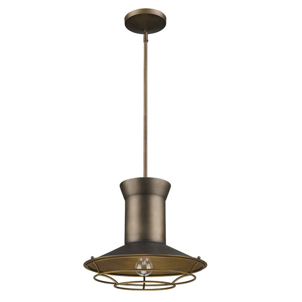 Homeroots Newport 1-light Tin Coated Pendant With Raw Brass Interior Shade And Louver   398189