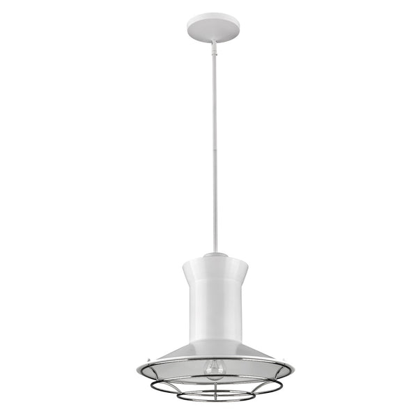 Homeroots Newport 1-light White Pendant With Polished Nickel Louver   398190