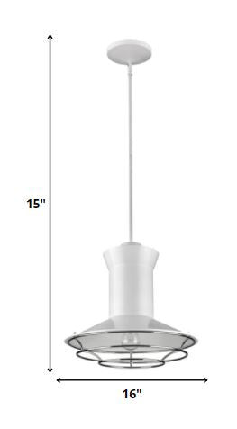 Homeroots Newport 1-light White Pendant With Polished Nickel Louver   398190