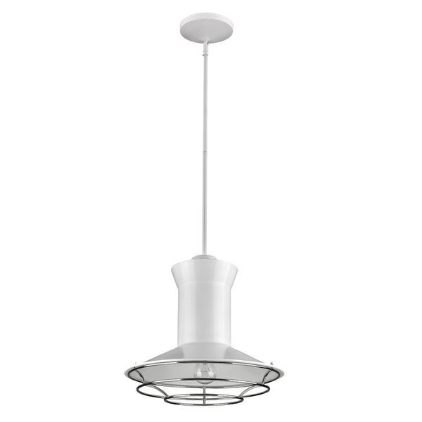 Homeroots Newport 1-light White Pendant With Polished Nickel Louver   398190