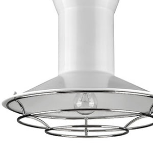 Homeroots Newport 1-light White Pendant With Polished Nickel Louver   398190