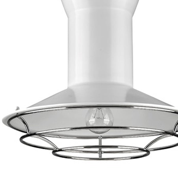 Homeroots Newport 1-light White Pendant With Polished Nickel Louver   398190