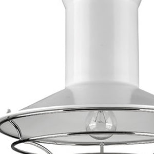 Homeroots Newport 1-light White Pendant With Polished Nickel Louver   398190