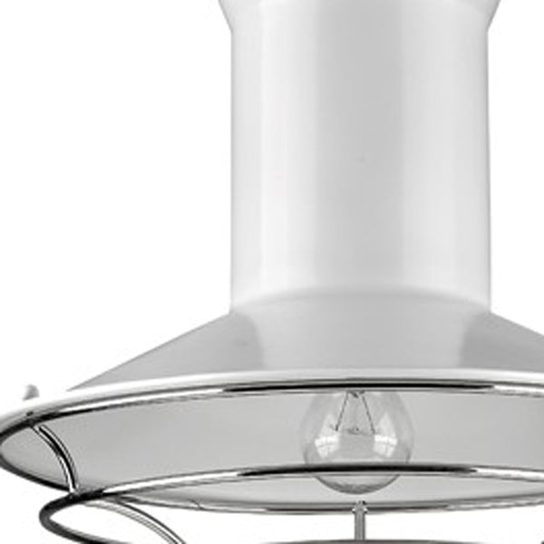 Homeroots Newport 1-light White Pendant With Polished Nickel Louver   398190