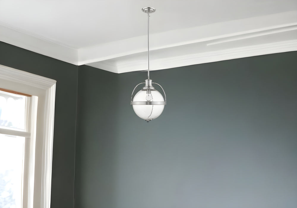 Homeroots Kassian 1-light Satin Nickel Pendant   398192