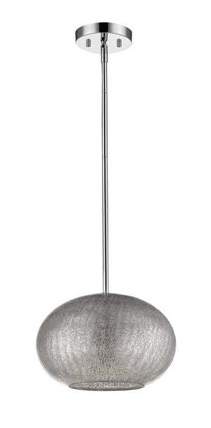 Homeroots Brielle 1-light Polished Nickel Pendant With Textured Glass Shade   398195