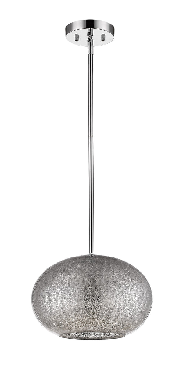 Homeroots Brielle 1-light Polished Nickel Pendant With Textured Glass Shade   398195