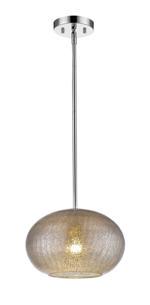 Homeroots Brielle 1-light Polished Nickel Pendant With Textured Glass Shade   398195