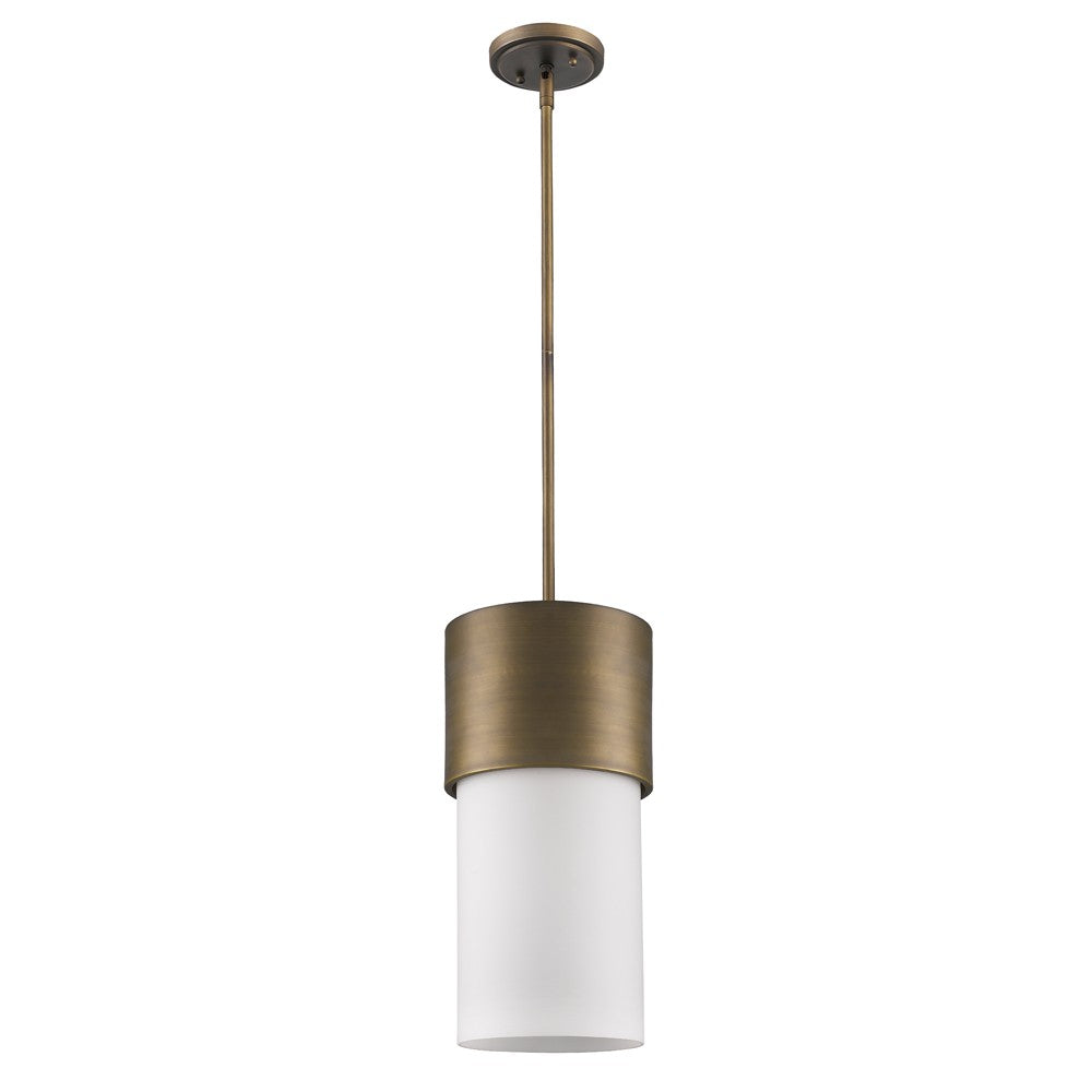 Homeroots Midtown 1-light Raw Brass Pendant With Frosted Glass Shade   398197