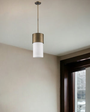 Homeroots Midtown 1-light Raw Brass Pendant With Frosted Glass Shade   398197