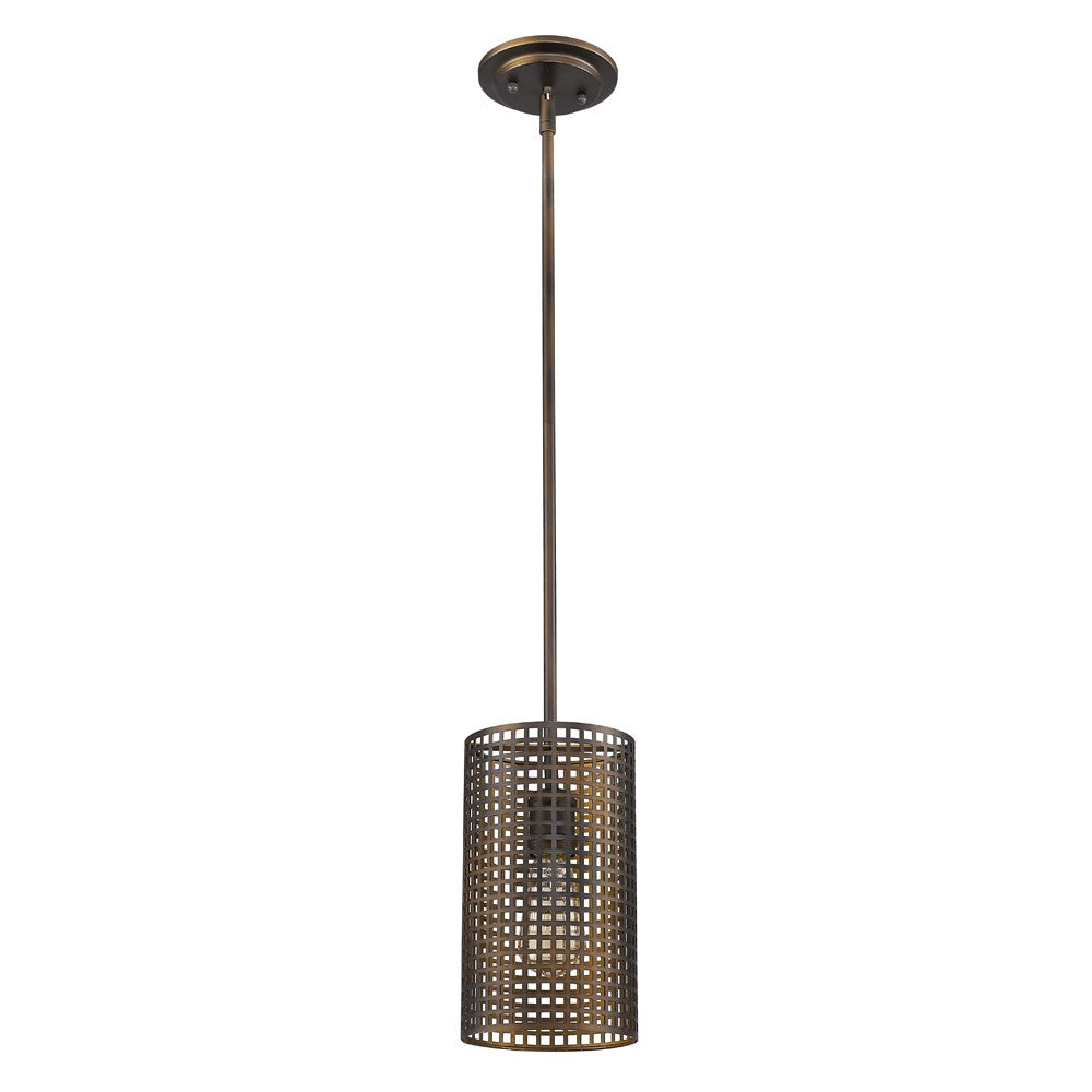 Homeroots Bronze Metal Hanging Light With Mesh Shade   398198