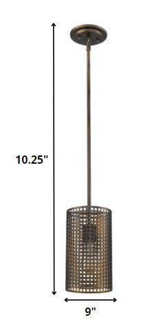 Homeroots Bronze Metal Hanging Light With Mesh Shade   398198