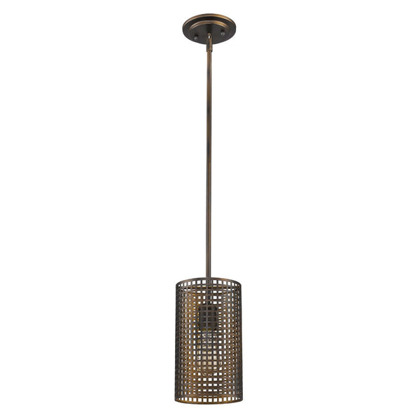 Homeroots Bronze Metal Hanging Light With Mesh Shade   398198