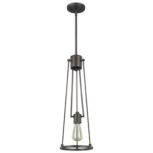 Homeroots Jade 1-light Oil-rubbed Bronze Pendant With Vertical Structural Frames   398199