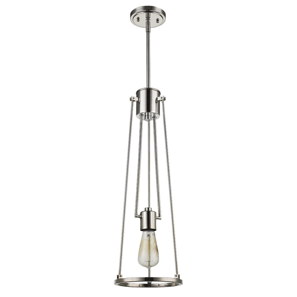 Homeroots Jade 1-light Polished Nickel Pendant With Vertical Structural Frames   398200