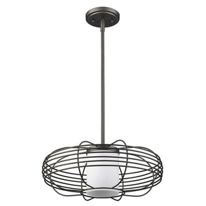 Homeroots Loft 1-light Oil-rubbed Bronze Wire Globe Pendant With Etched Glass Interior Shade   398203