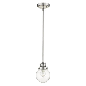 Homeroots Silver Metal Hanging With Round Clear Glass Shade   398204