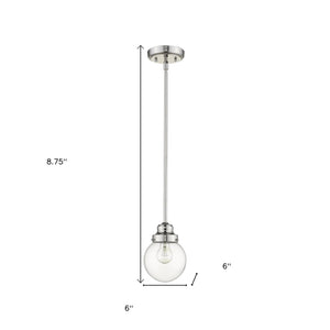 Homeroots Silver Metal Hanging With Round Clear Glass Shade   398204