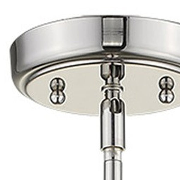 Homeroots Silver Metal Hanging With Round Clear Glass Shade   398204