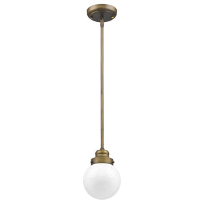 Homeroots Brushed Gold Metal Hanging With Round Glass Shade   398205