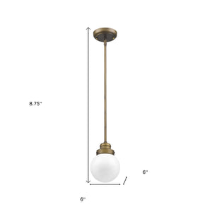 Homeroots Brushed Gold Metal Hanging With Round Glass Shade   398205