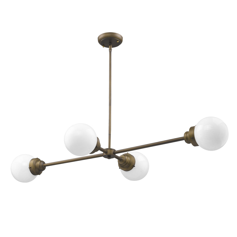 Homeroots Portsmith 4-light Raw Brass Island Pendant With White Globe Shades   398209