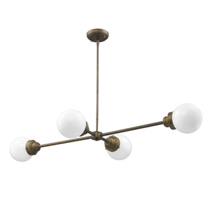 Homeroots Portsmith 4-light Raw Brass Island Pendant With White Globe Shades   398209
