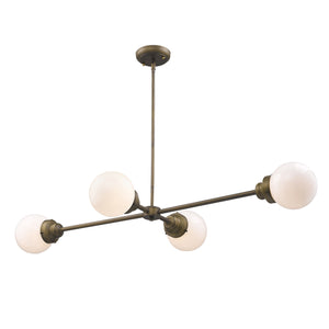 Homeroots Portsmith 4-light Raw Brass Island Pendant With White Globe Shades   398209