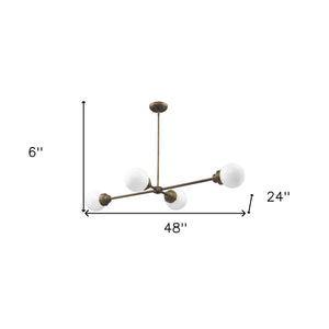 Homeroots Portsmith 4-light Raw Brass Island Pendant With White Globe Shades   398209