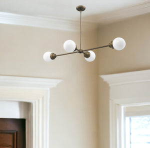 Homeroots Portsmith 4-light Raw Brass Island Pendant With White Globe Shades   398209