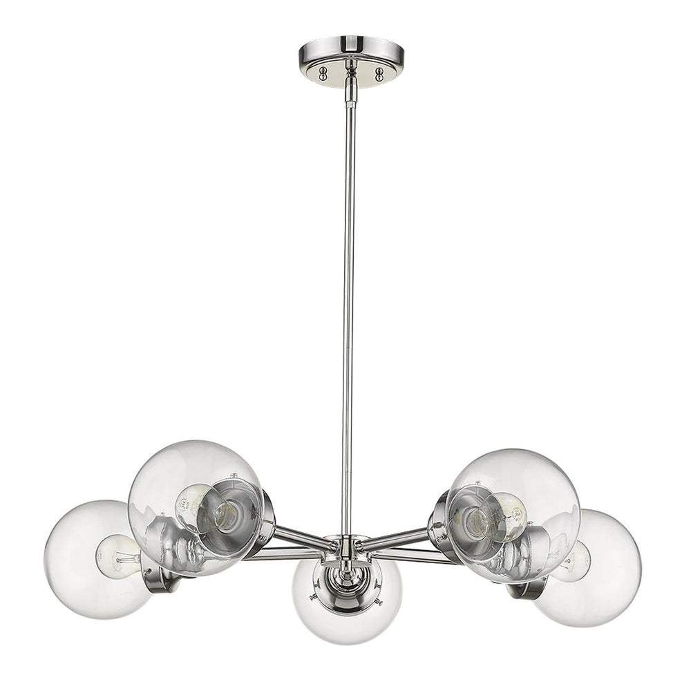 Homeroots Silver Five Light Metal Dimmable Chandelier With Clear Shades   398210