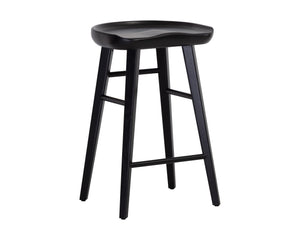 Sunpan Dominic Counter Stool - Solid Oak Craftsmanship with Sculpted Seat for Elegant Modern Spaces Black