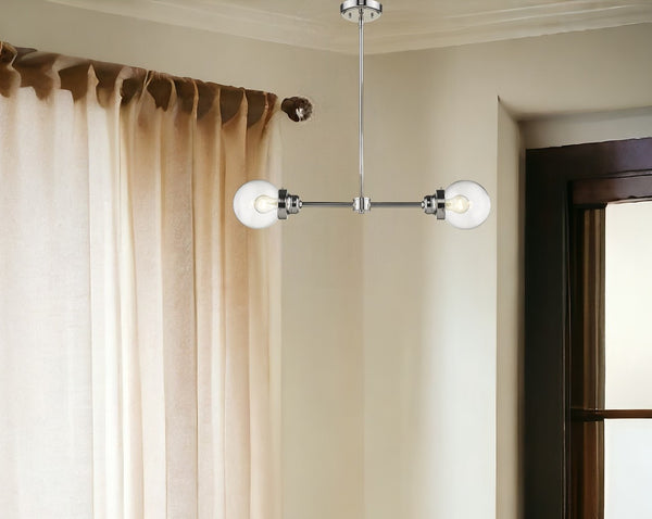 Homeroots Portsmith 2-light Polished Nickel Island Pendant   398212