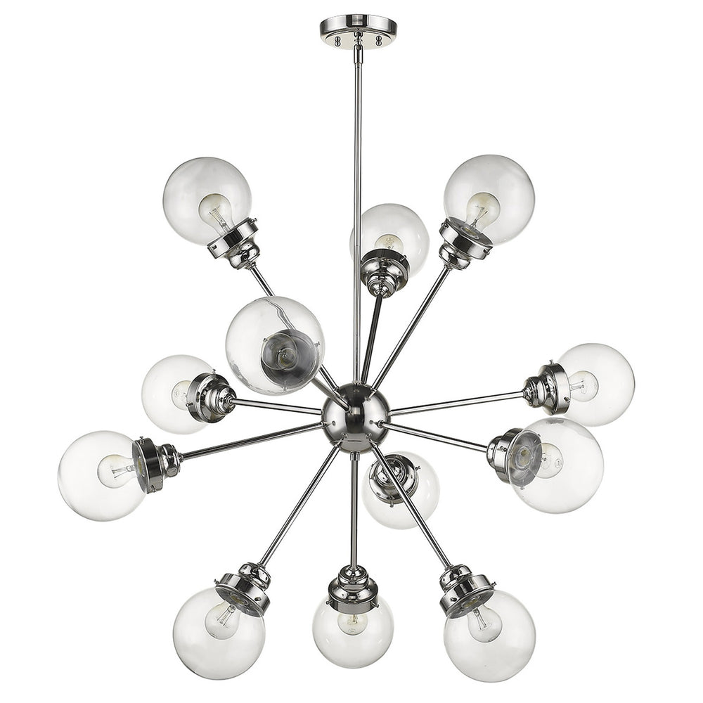 Homeroots Silver Sputnik Twelve Light Metal Dimmable Chandelier With Clear Shades   398214