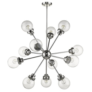 Homeroots Silver Sputnik Twelve Light Metal Dimmable Chandelier With Clear Shades   398214