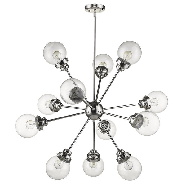 Homeroots Silver Sputnik Twelve Light Metal Dimmable Chandelier With Clear Shades   398214