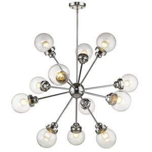 Homeroots Silver Sputnik Twelve Light Metal Dimmable Chandelier With Clear Shades   398214