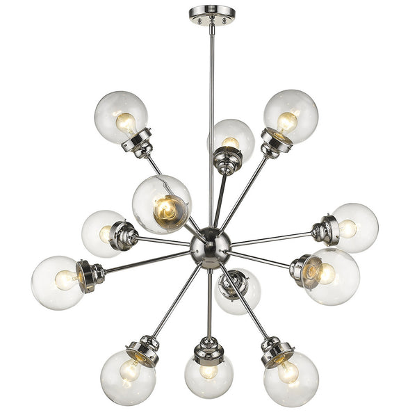 Homeroots Silver Sputnik Twelve Light Metal Dimmable Chandelier With Clear Shades   398214