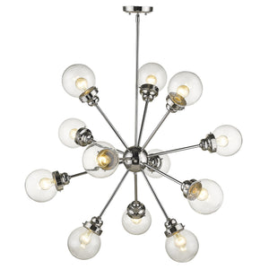 Homeroots Silver Sputnik Twelve Light Metal Dimmable Chandelier With Clear Shades   398214