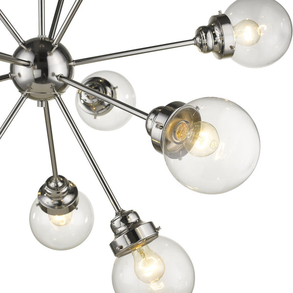 Homeroots Silver Sputnik Twelve Light Metal Dimmable Chandelier With Clear Shades   398214
