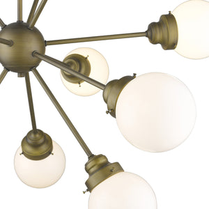 Homeroots Bronze Sputnik Twelve Light Frosted Metal Dimmable Chandelier With Off White Shades   398215