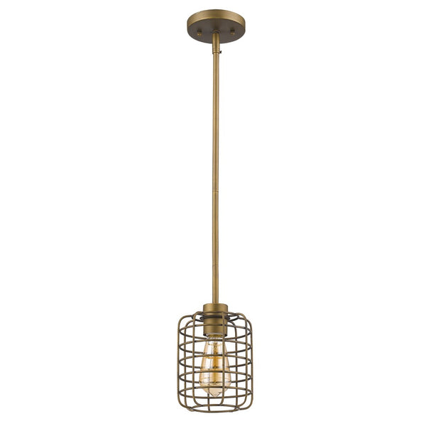 Homeroots Brushed Gold Metal Cage Hanging Light   398225