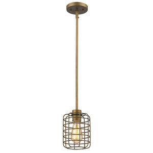 Homeroots Brushed Gold Metal Cage Hanging Light   398225