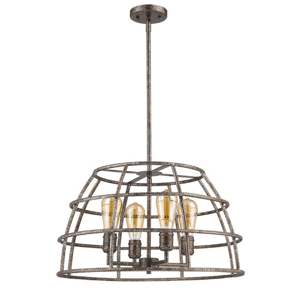 HomeRoots Metal Four Bulb Dimmable Flush Ceiling Light with Shades for Modern Living Spaces Brown / Gold 398227