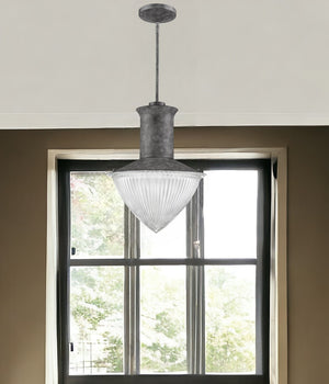 Homeroots Skylar 1-light Ash Pendant With Halophane Glass Shade   398229